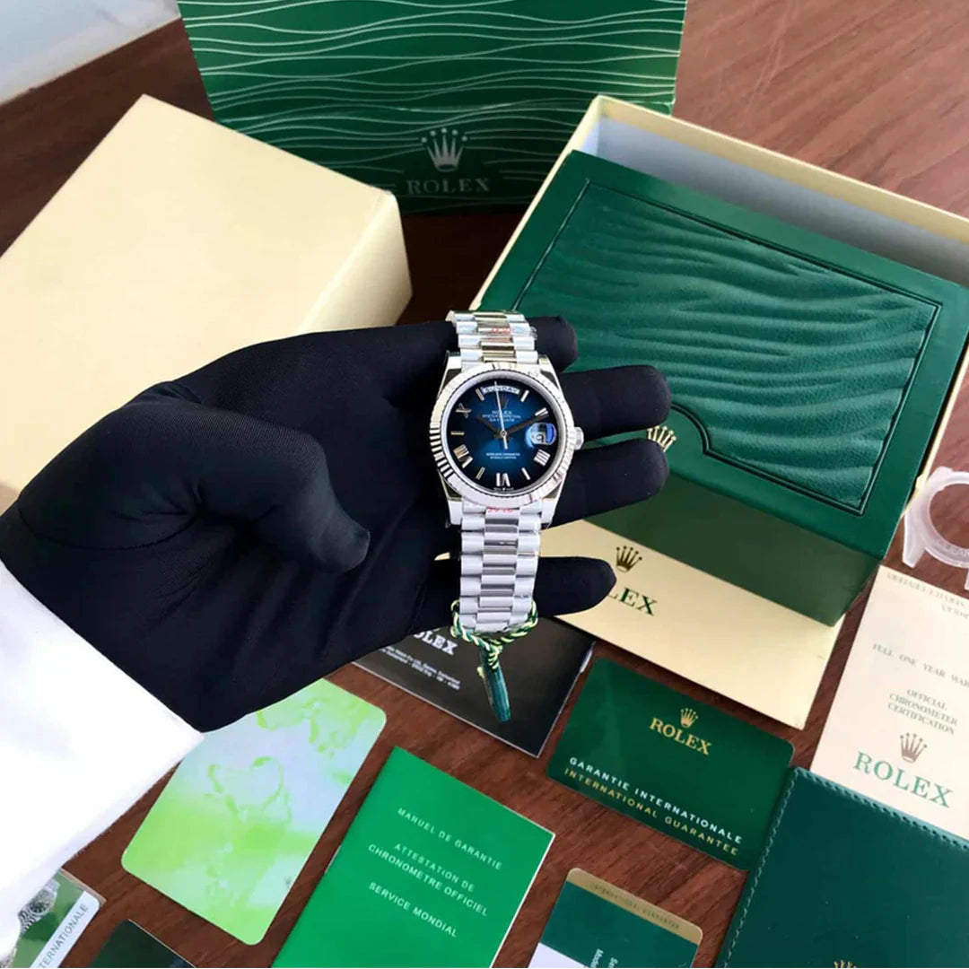 Rolex Day-Date Blue Dial Silver Edition