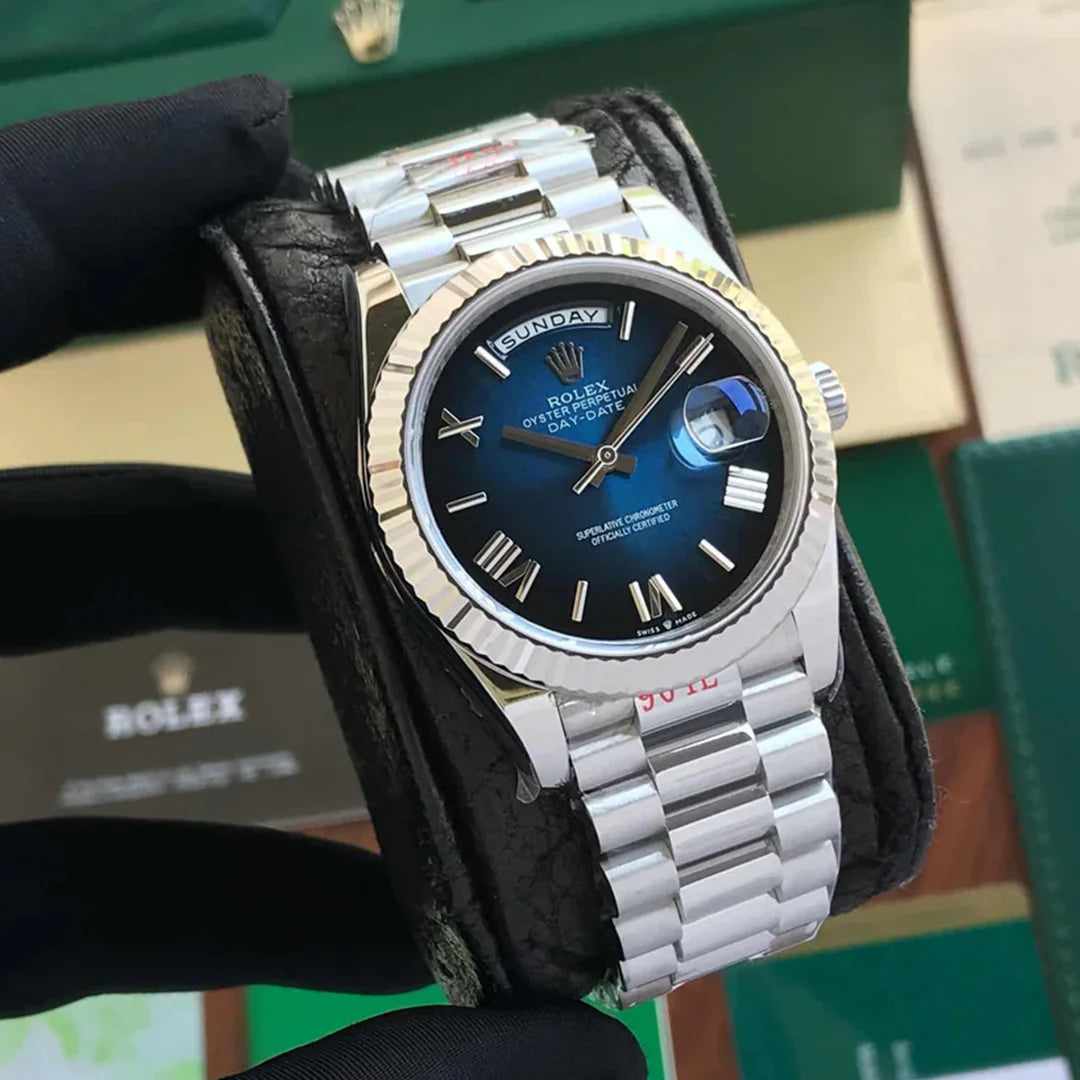 Rolex Day-Date Blue Dial Silver Edition
